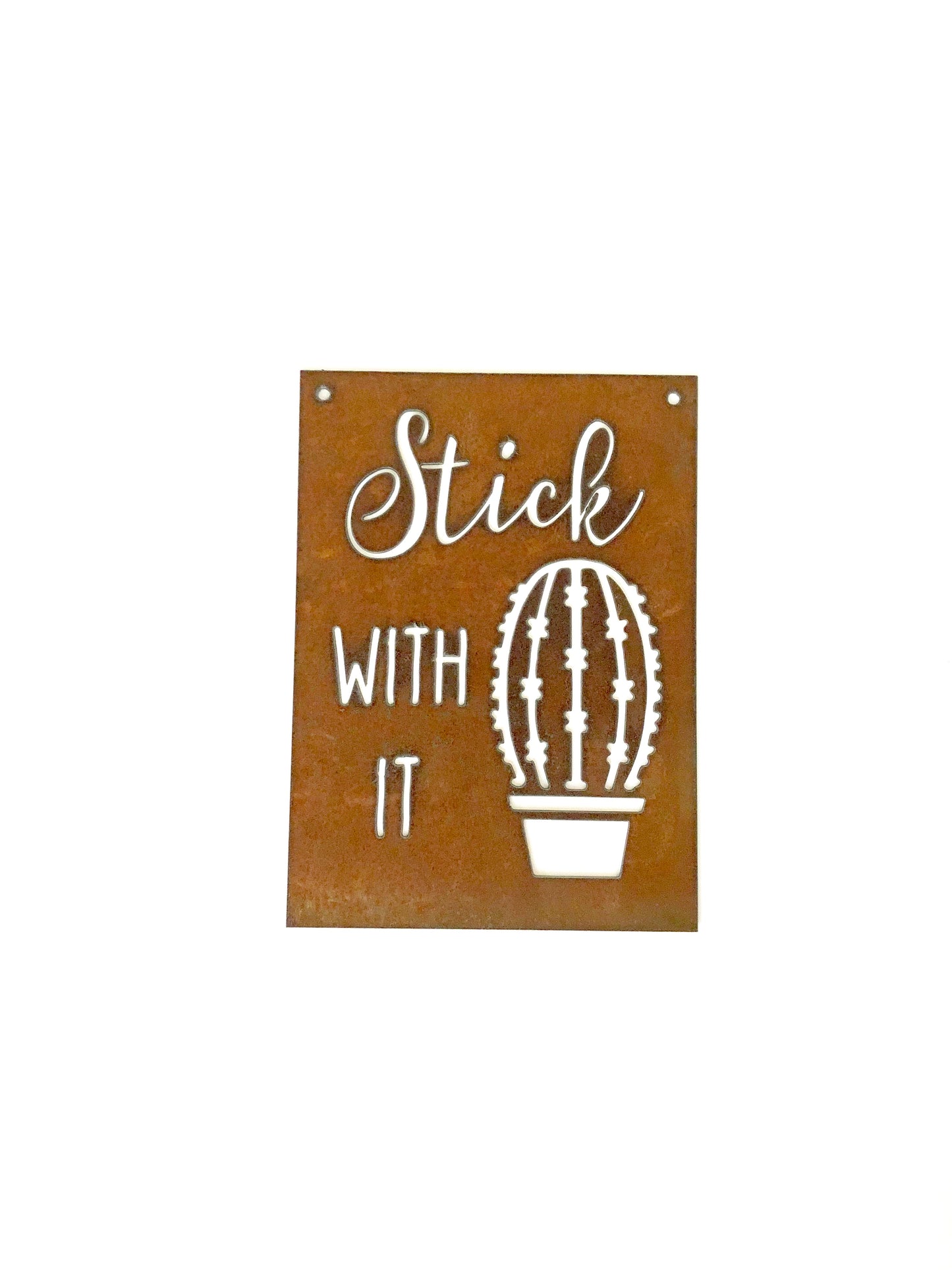 Stick With It Succulent Metal Sign