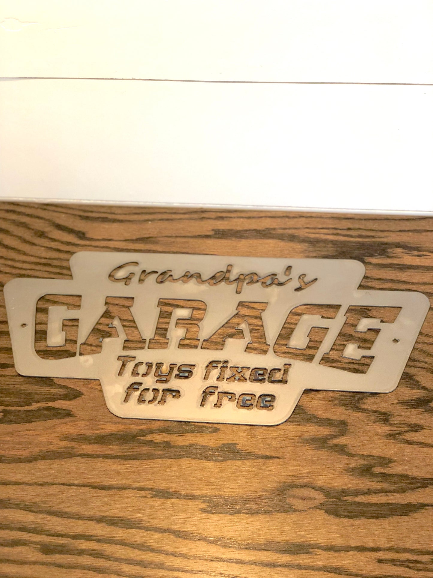 Grandpa's Garage - Toys fixed for free Metal Wall Hanging