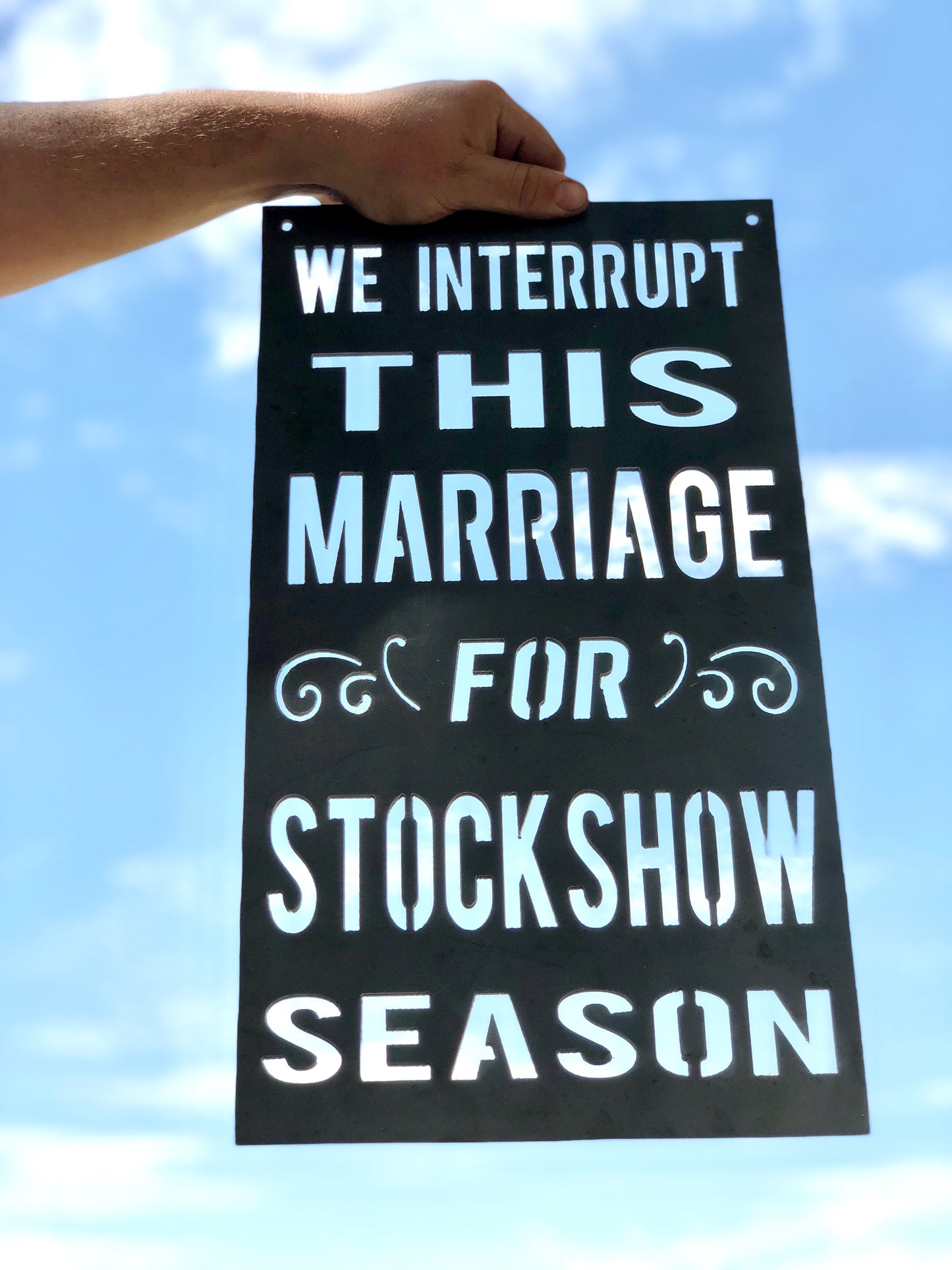 We Interrupt This Marriage to Bring Your Stock Show Season Metal Sign, rustic home decor, unique gift