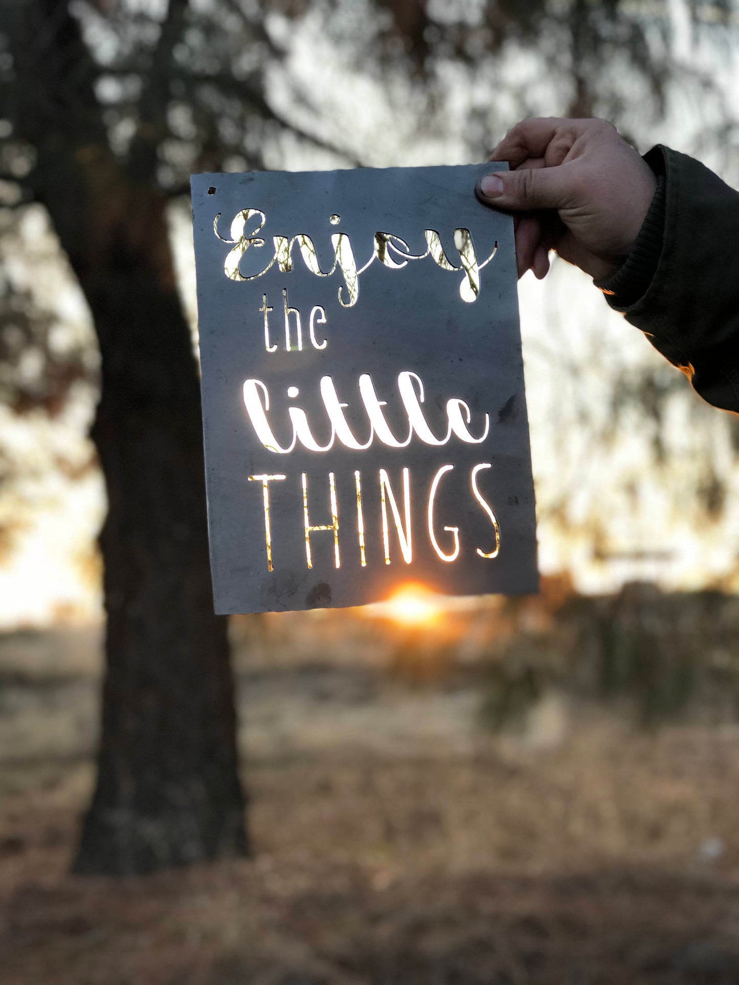 Enjoy the Little Things Small Rectangular Metal Sign