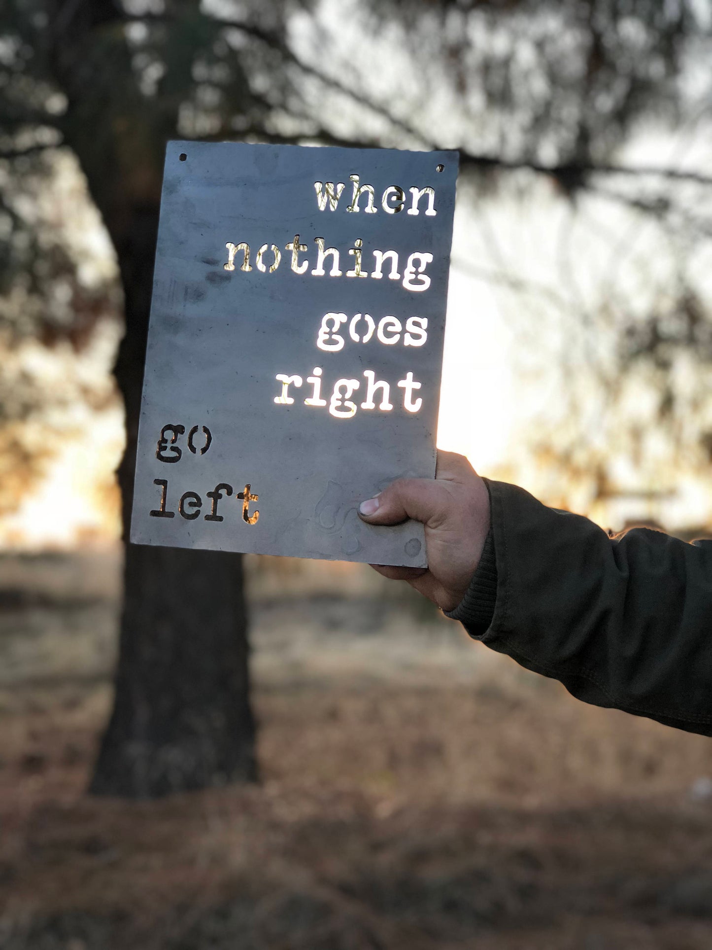 When Nothing Goes Right Go Left Small Rectangular Metal Sign