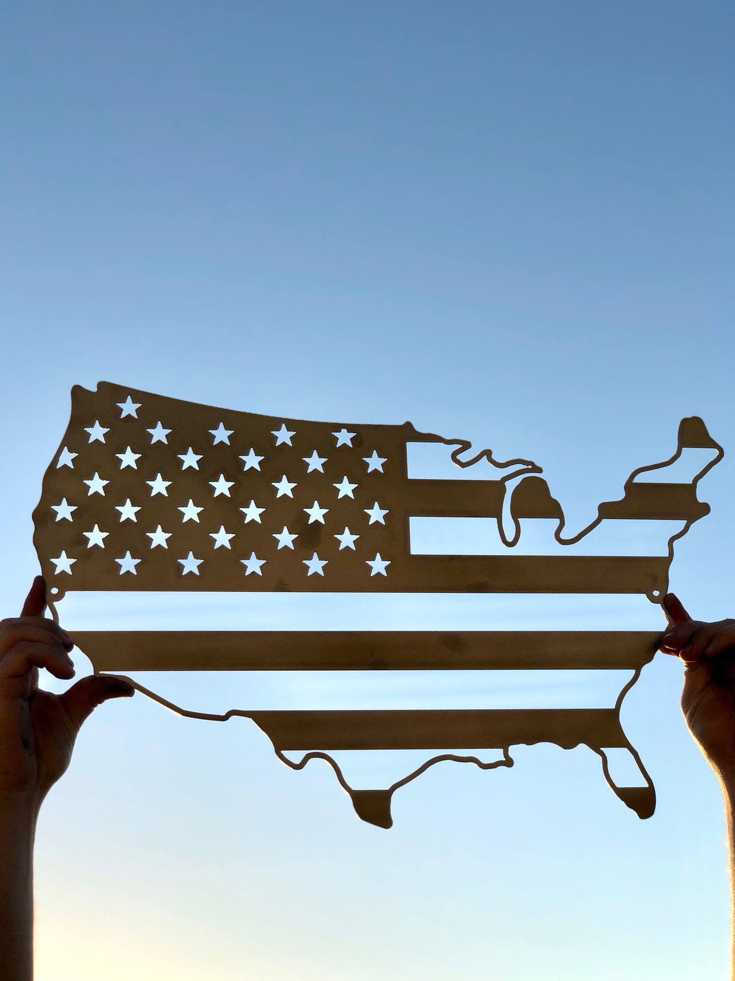 USA Outline Flag Metal Sign