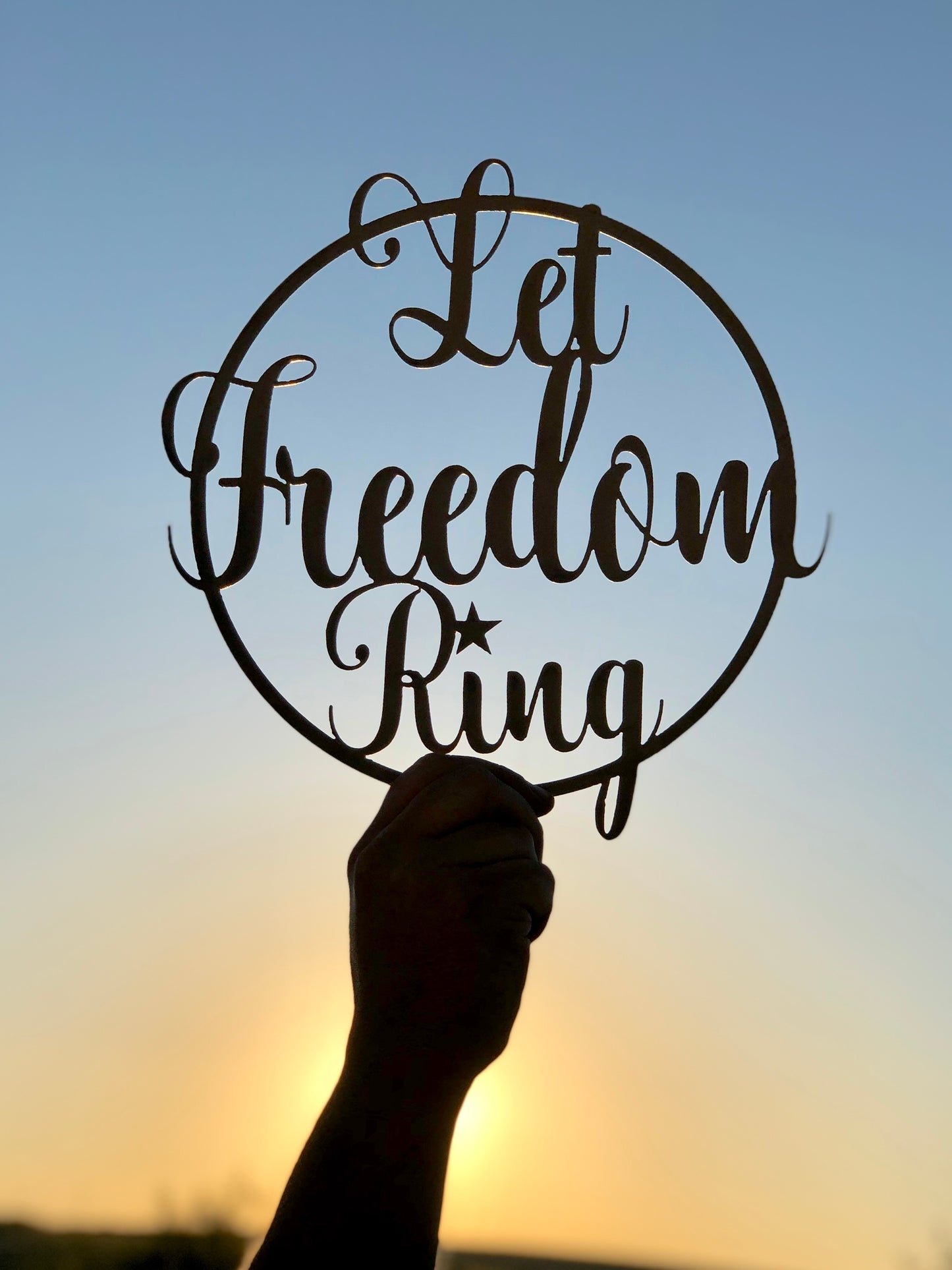 Let Freedom Ring Script Circular Metal Sign