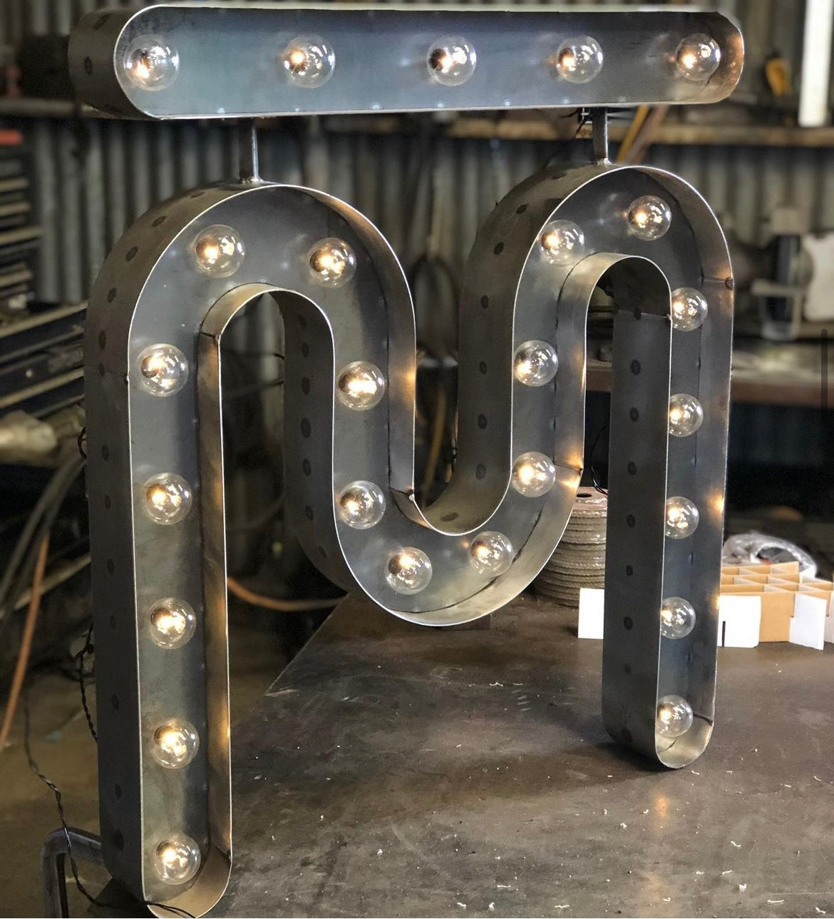 Custom Metal Marquee Light Cattle Brand Sign