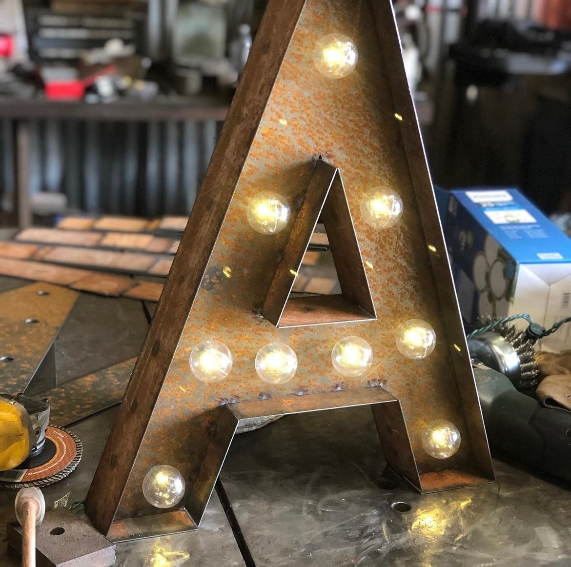 Custom Metal Marquee Light Cattle Brand Sign