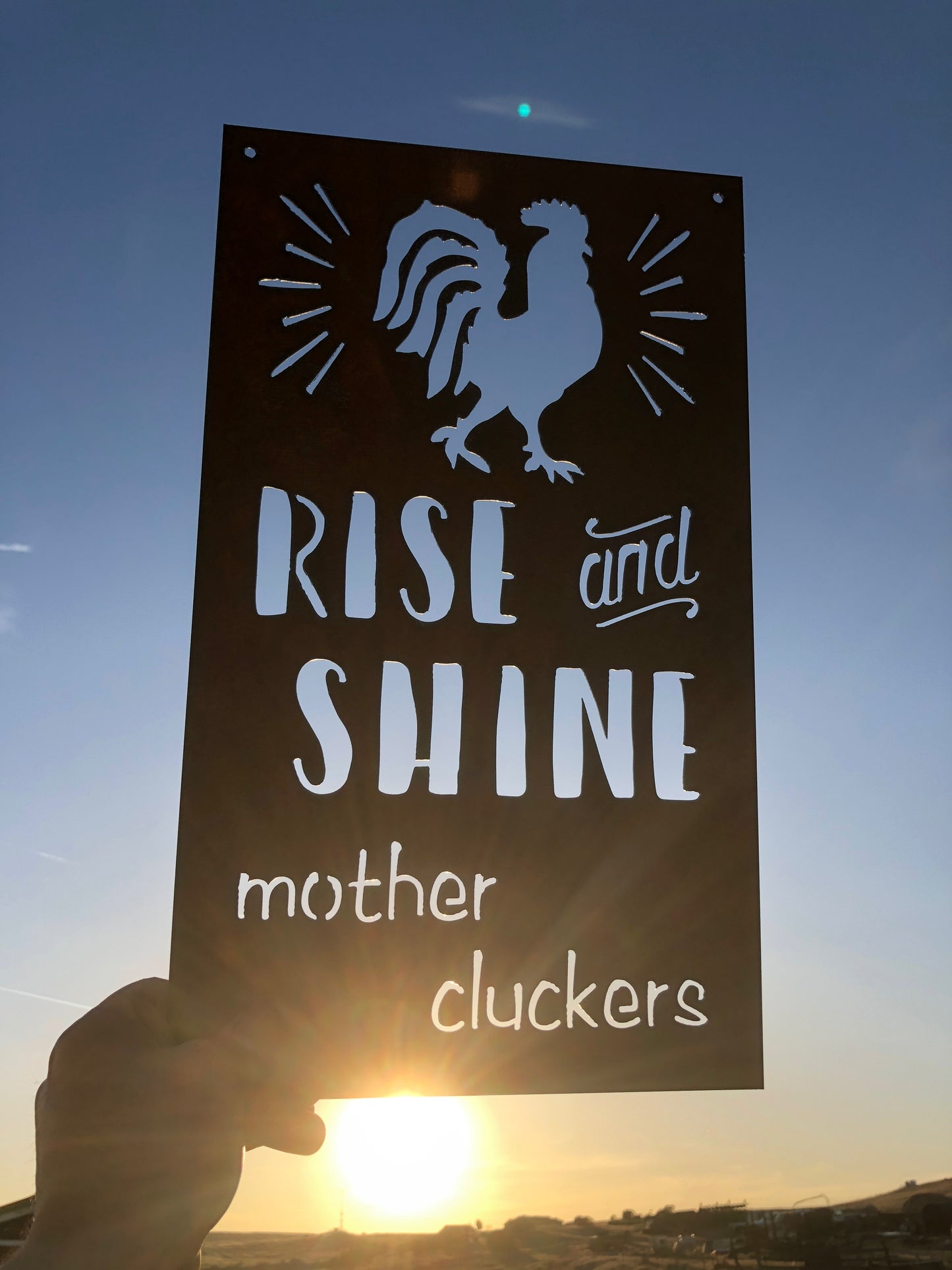 Rise and Shine Rooster Metal Sign