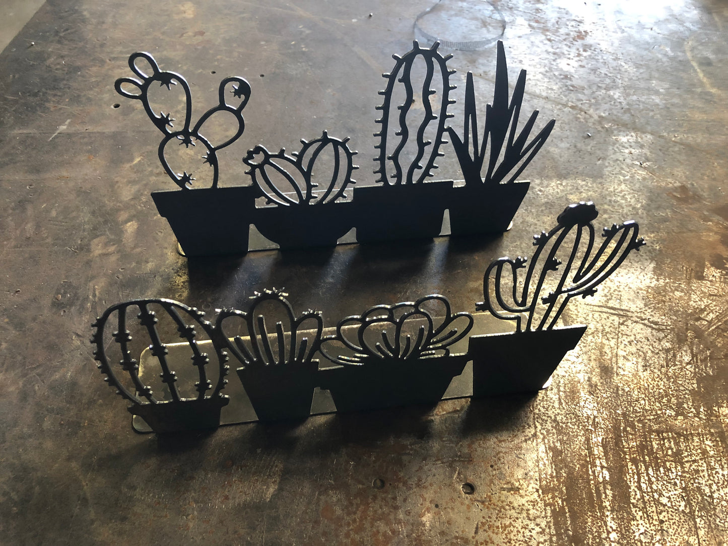 Metal Succulent Stand - 4 potted succulent silhouettes