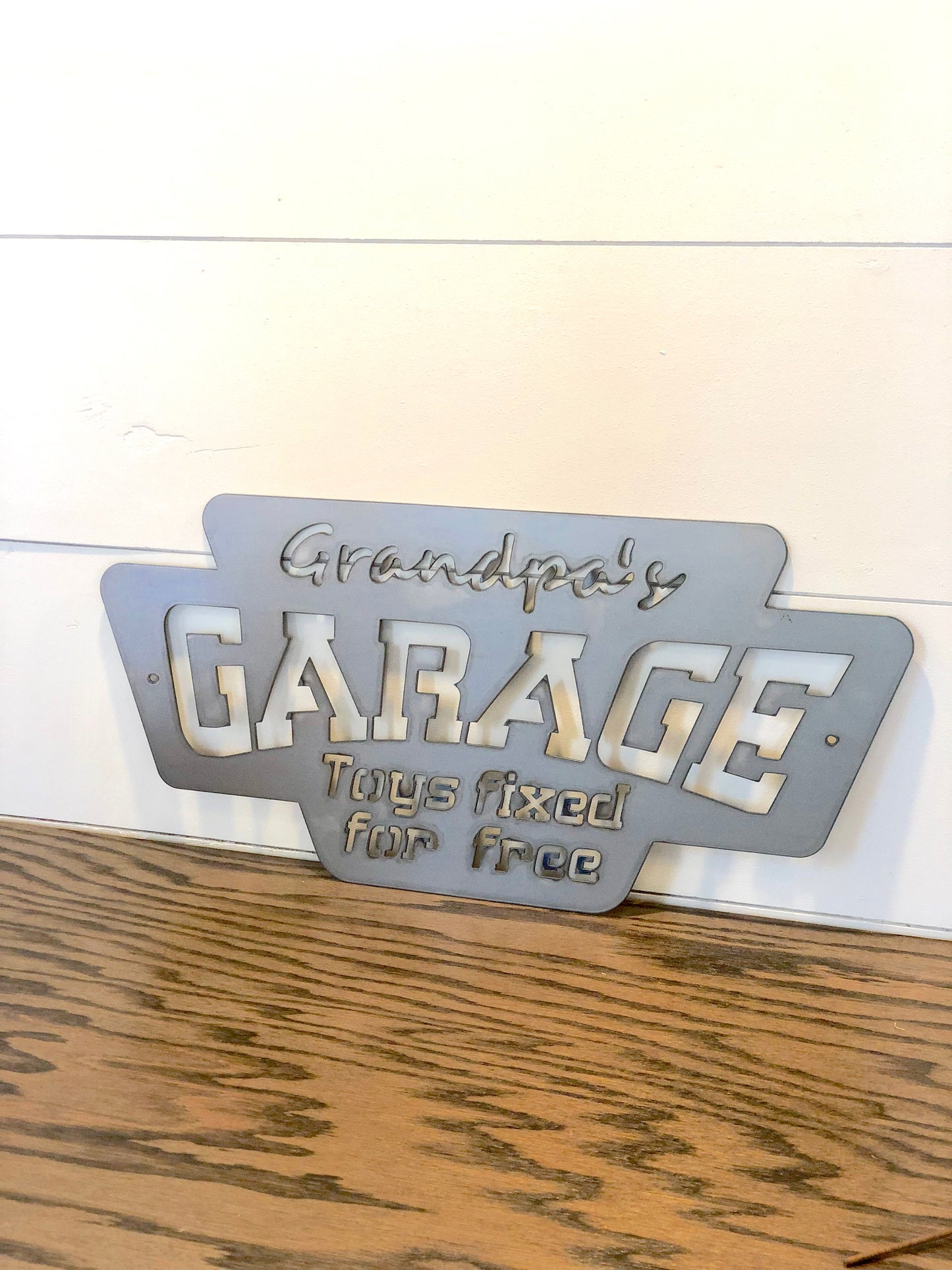 Grandpa's Garage - Toys fixed for free Metal Wall Hanging