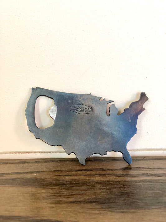 USA Outline Metal Bottle Opener