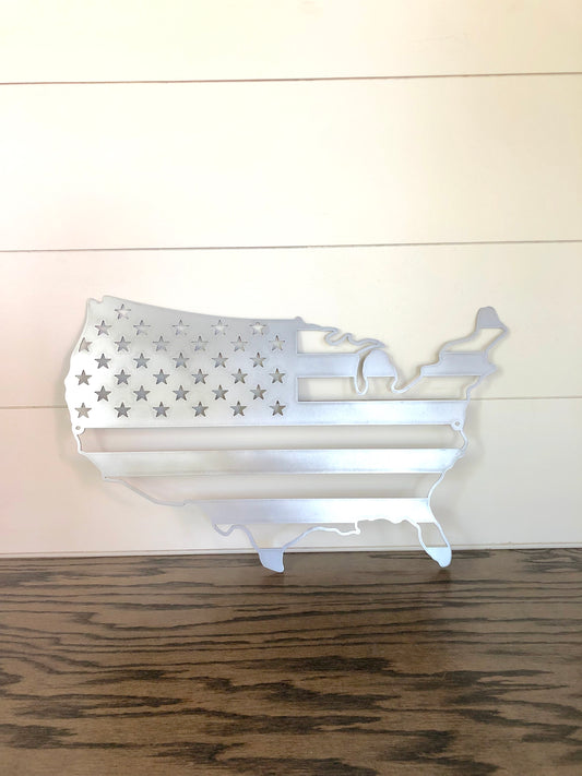 USA Outline Flag Metal Sign