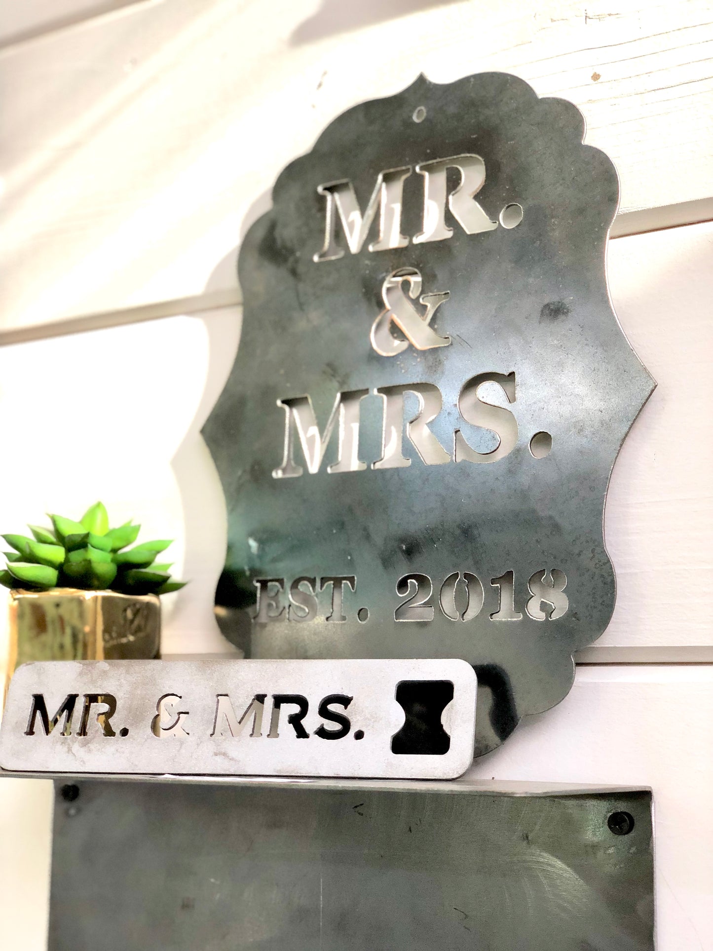 Mr & Mrs established Metal Wall Hanging