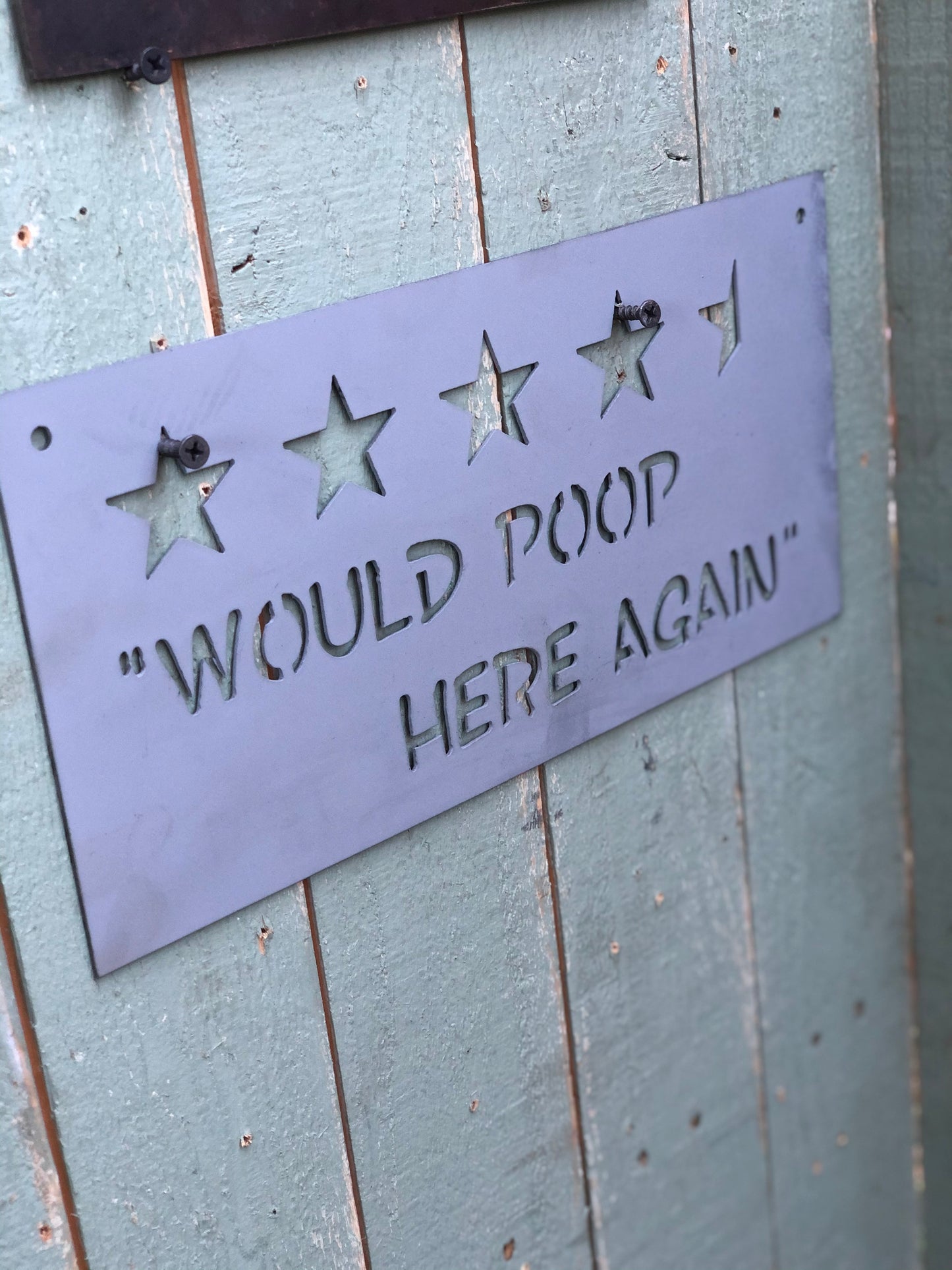 Would Poop Here Again Small Rectangular Metal Sign