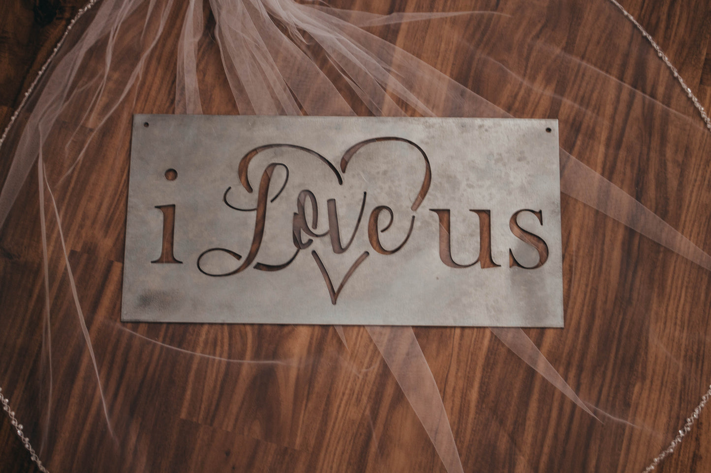 I Love Us Galvanized Metal Rectangular Sign