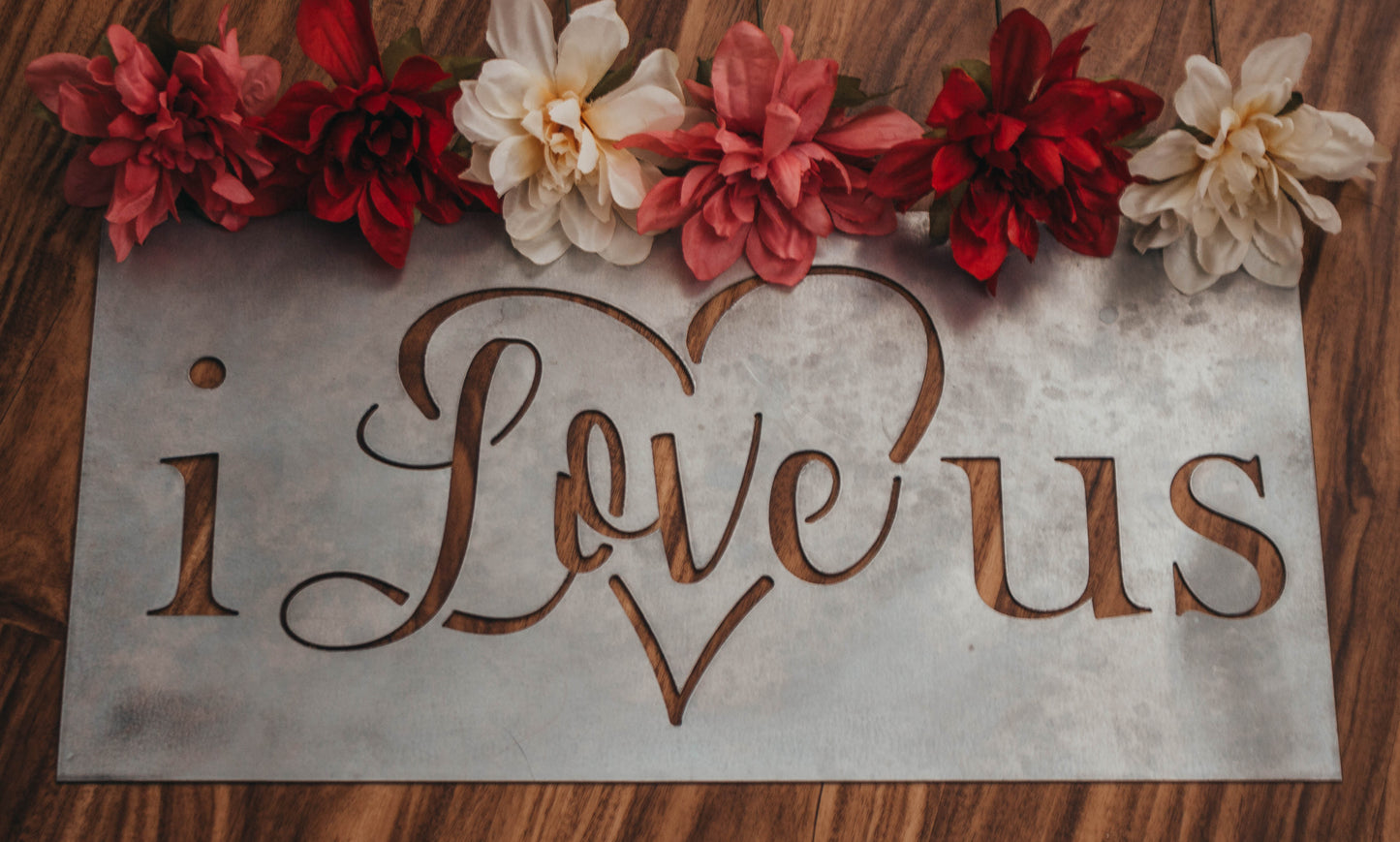 I Love Us Galvanized Metal Rectangular Sign