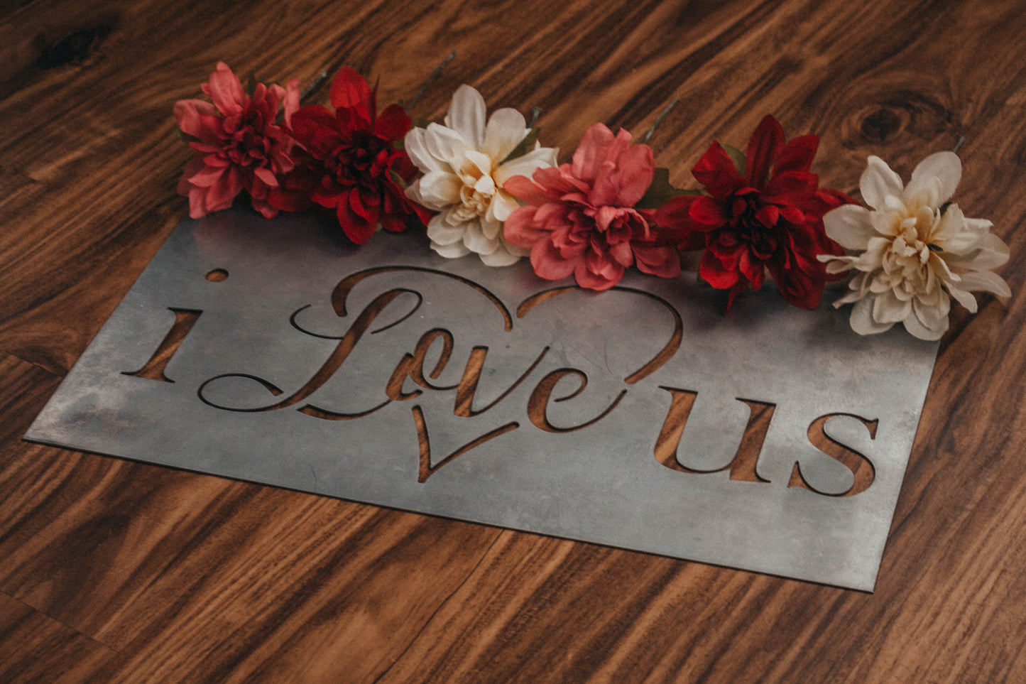 I Love Us Galvanized Metal Rectangular Sign