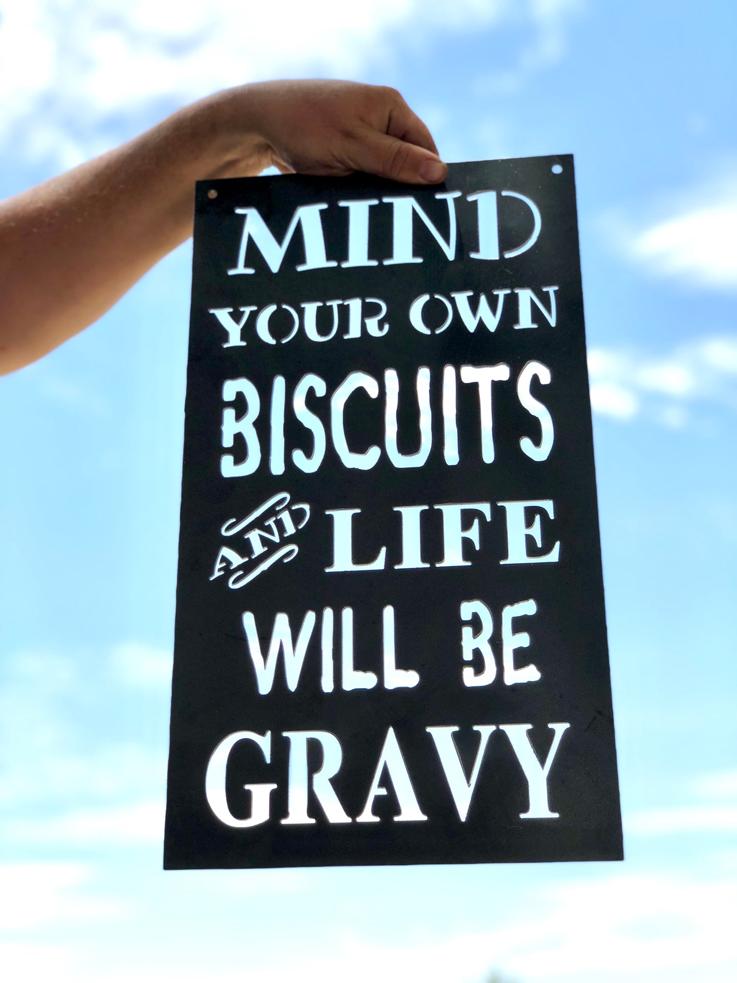 Mind your own biscuits Metal Sign, inspirational quotes, inspiring words, rustic home decor, unique gift, metal