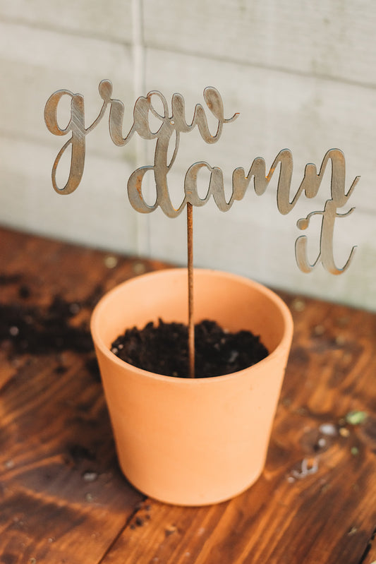 Script Word Garden Stakes