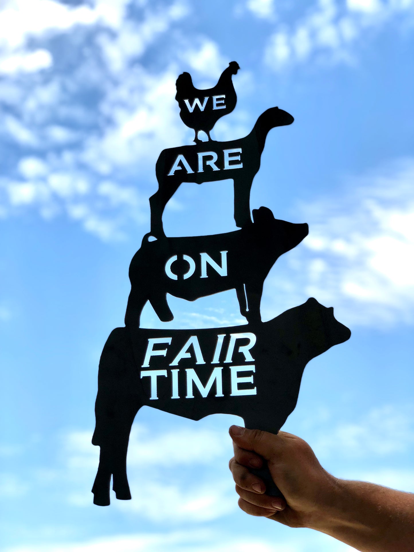 We Are on Fair Time Stacked Animals Metal Sign