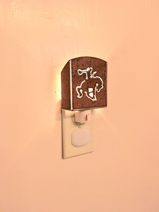 Custom Metal Night Light - Bucking Bronc