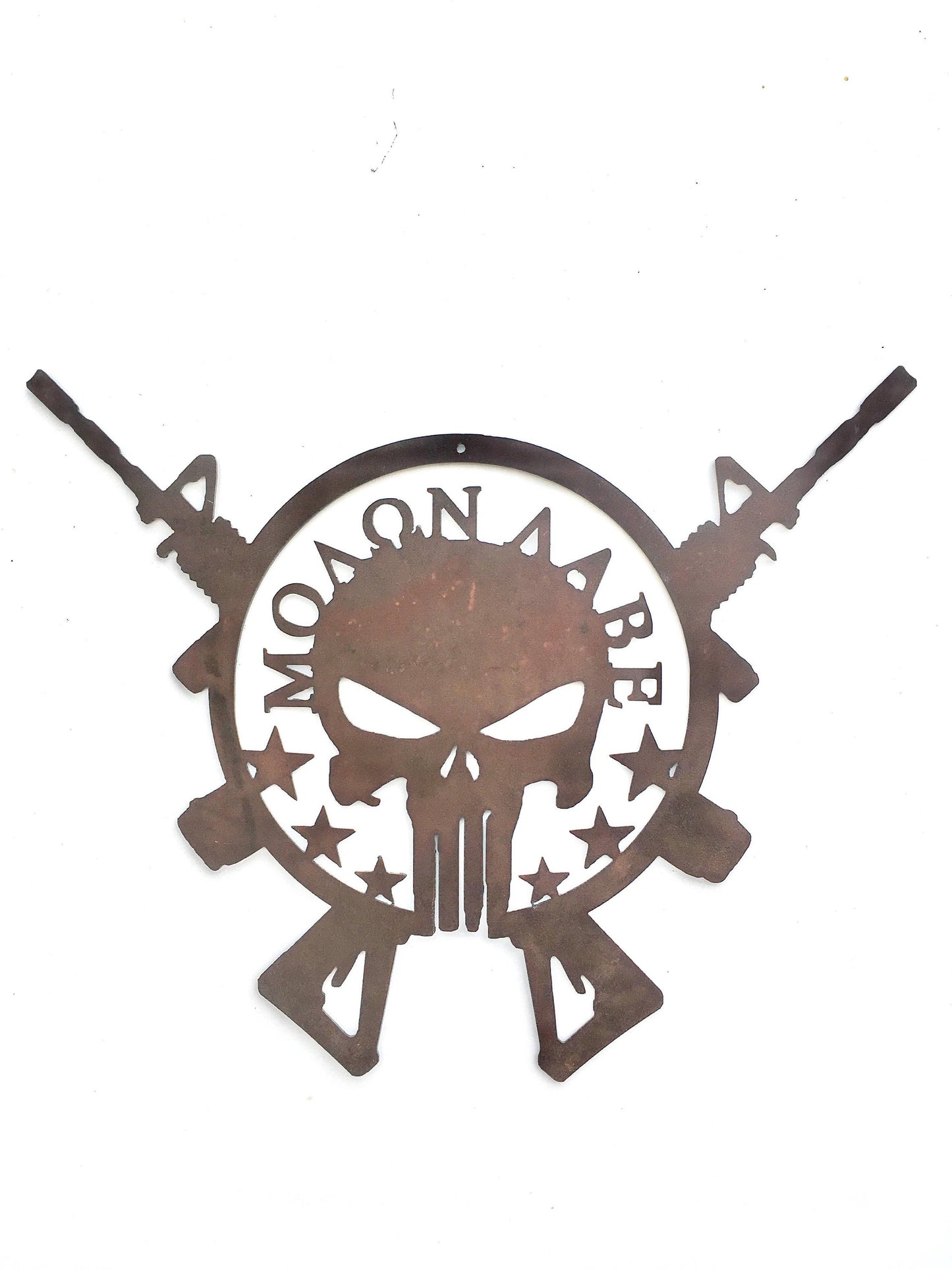 Crossed AR-15s with Molon Labe Punisher Skull Metal Signmetal art