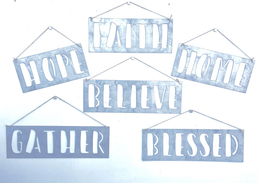 Galvanized Metal Words - Metal Word Art, Metal Inspirational Words, Hanging Words, Metal Word Signs, Hanging Words, Word Home Decor