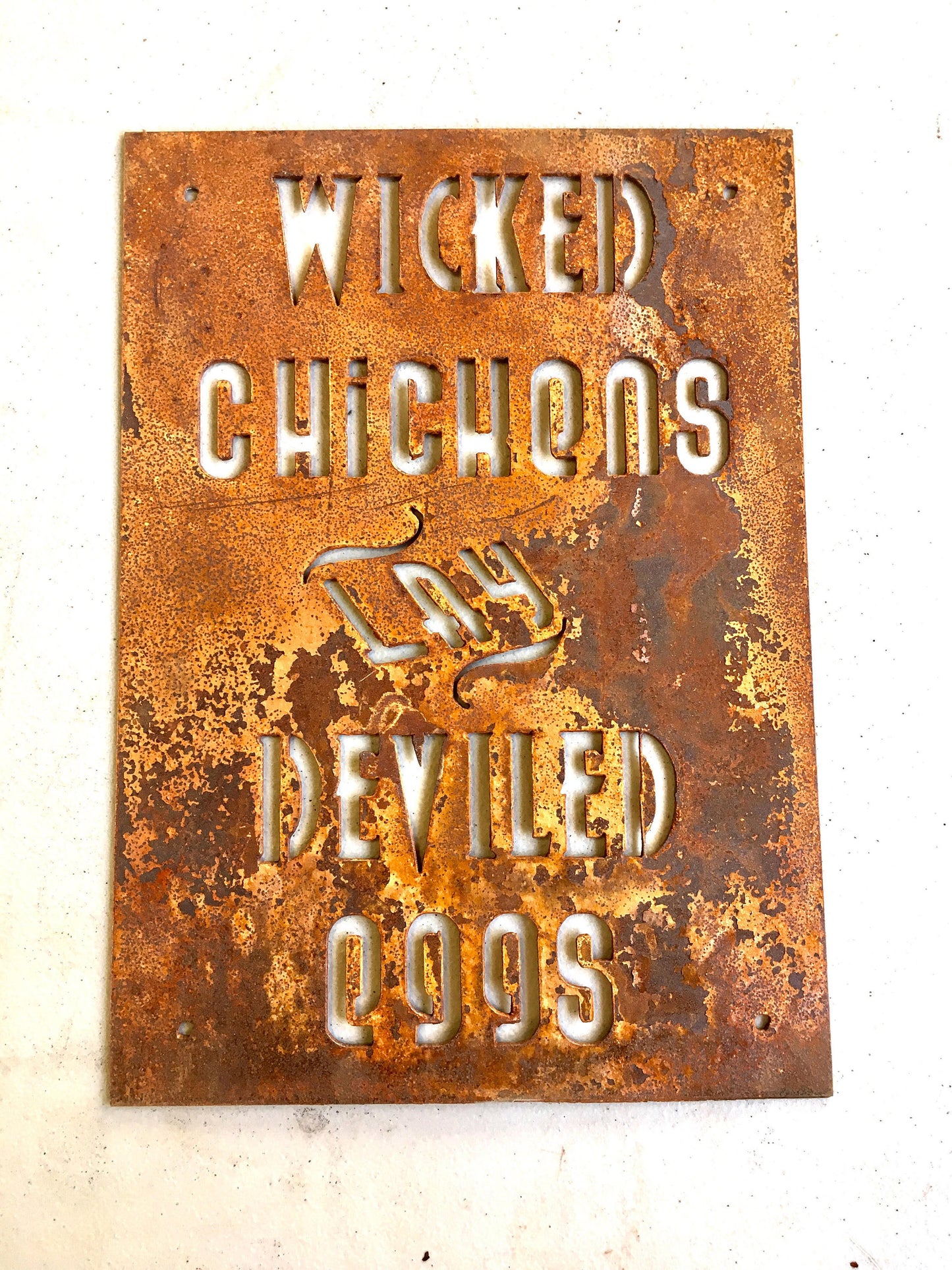 Wicked Chickens Lay Deviled Eggs Metal Sign
