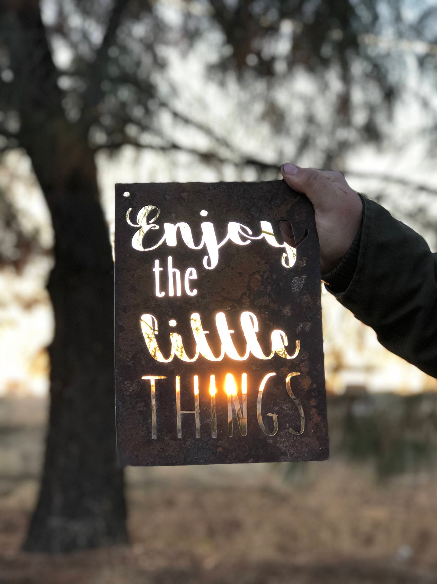 Enjoy the Little Things Small Rectangular Metal Sign