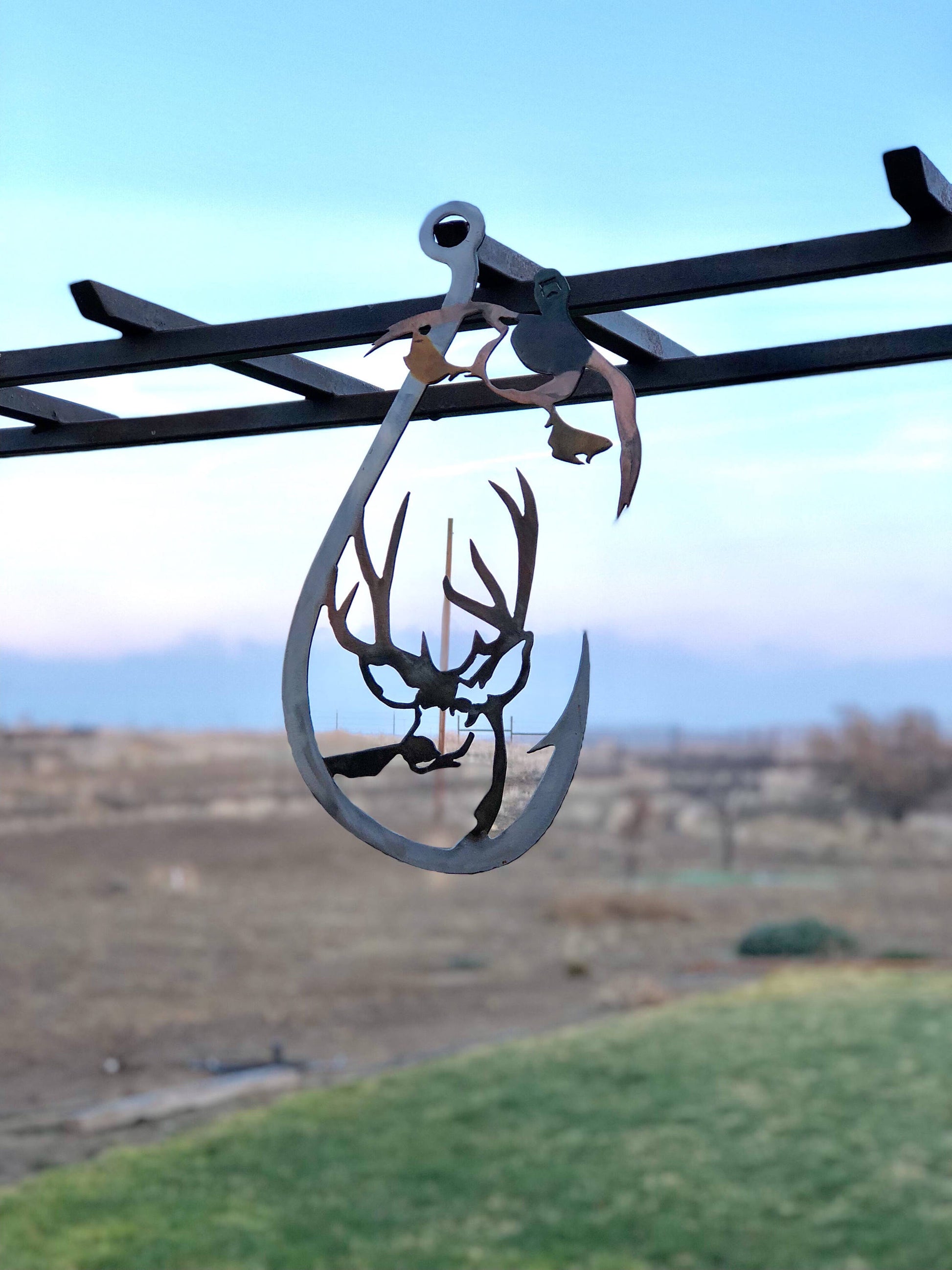 antler fish hook duck etsy Duck Deer Fish Hook Metal sign – Twisselman Trading Co