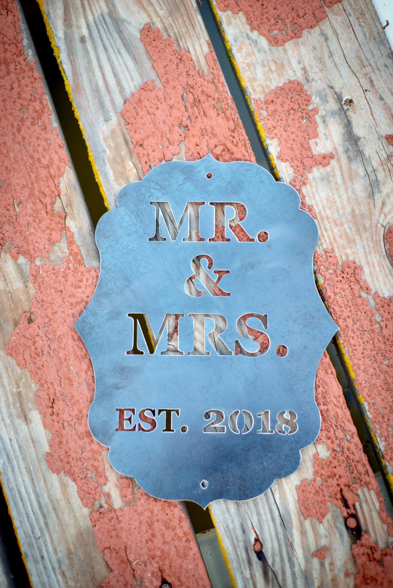 Mr & Mrs established Metal Wall Hanging