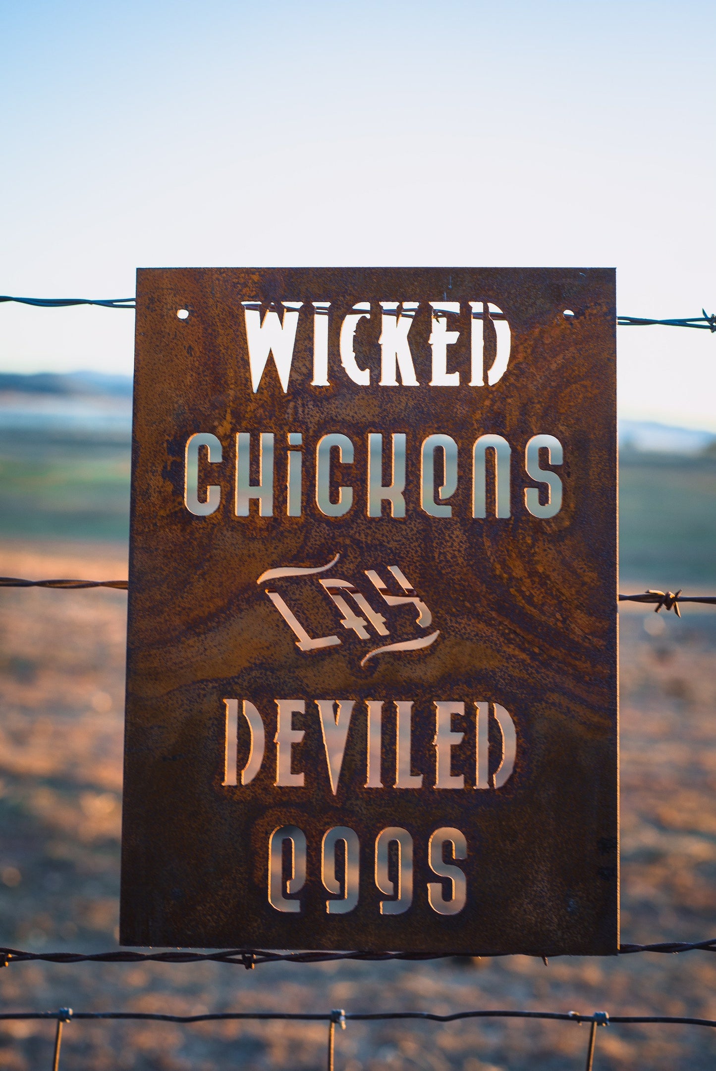 Wicked Chickens Lay Deviled Eggs Metal Sign