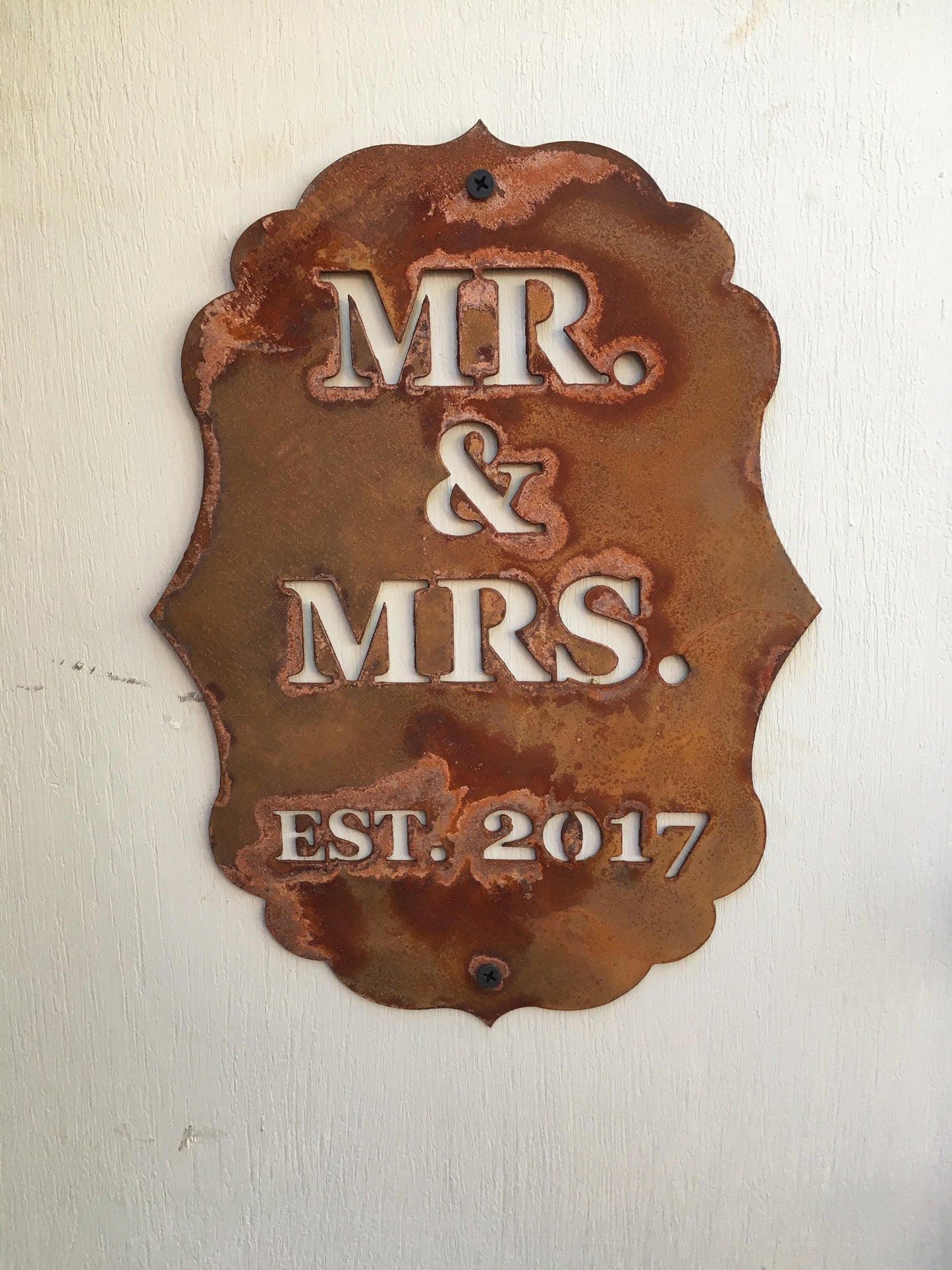 Mr & Mrs established Metal Wall Hanging