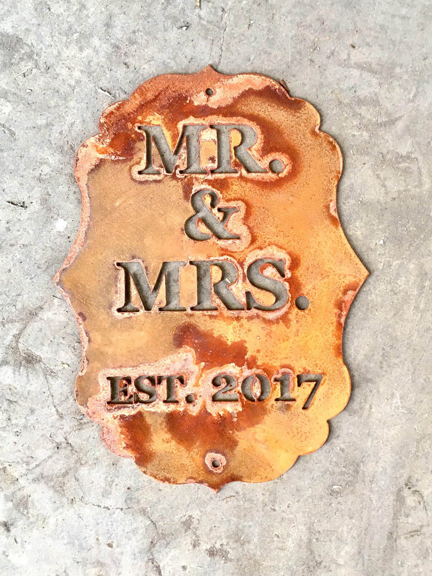 Mr & Mrs established Metal Wall Hanging