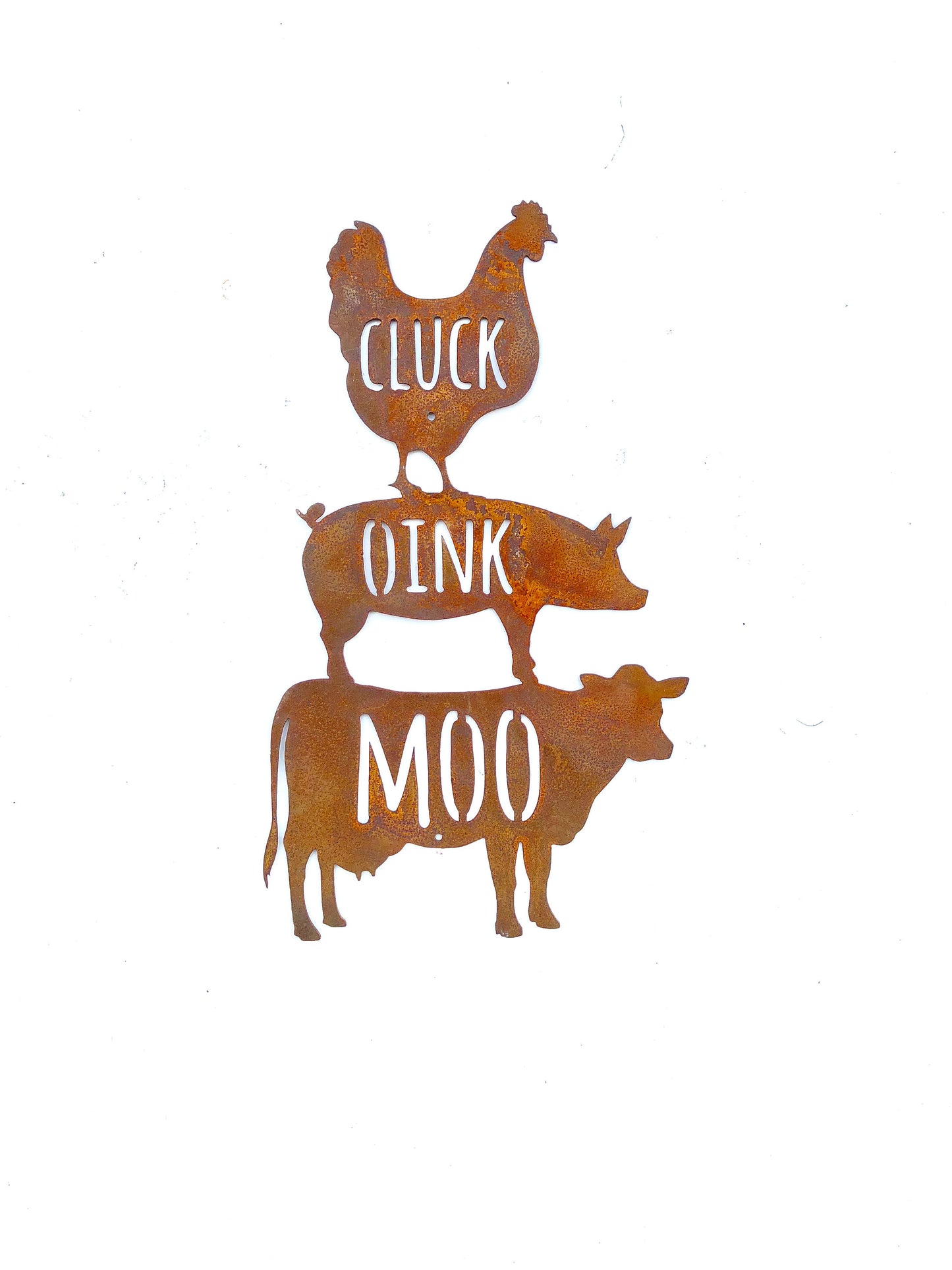 Cluck Oink Moo Metal Sign
