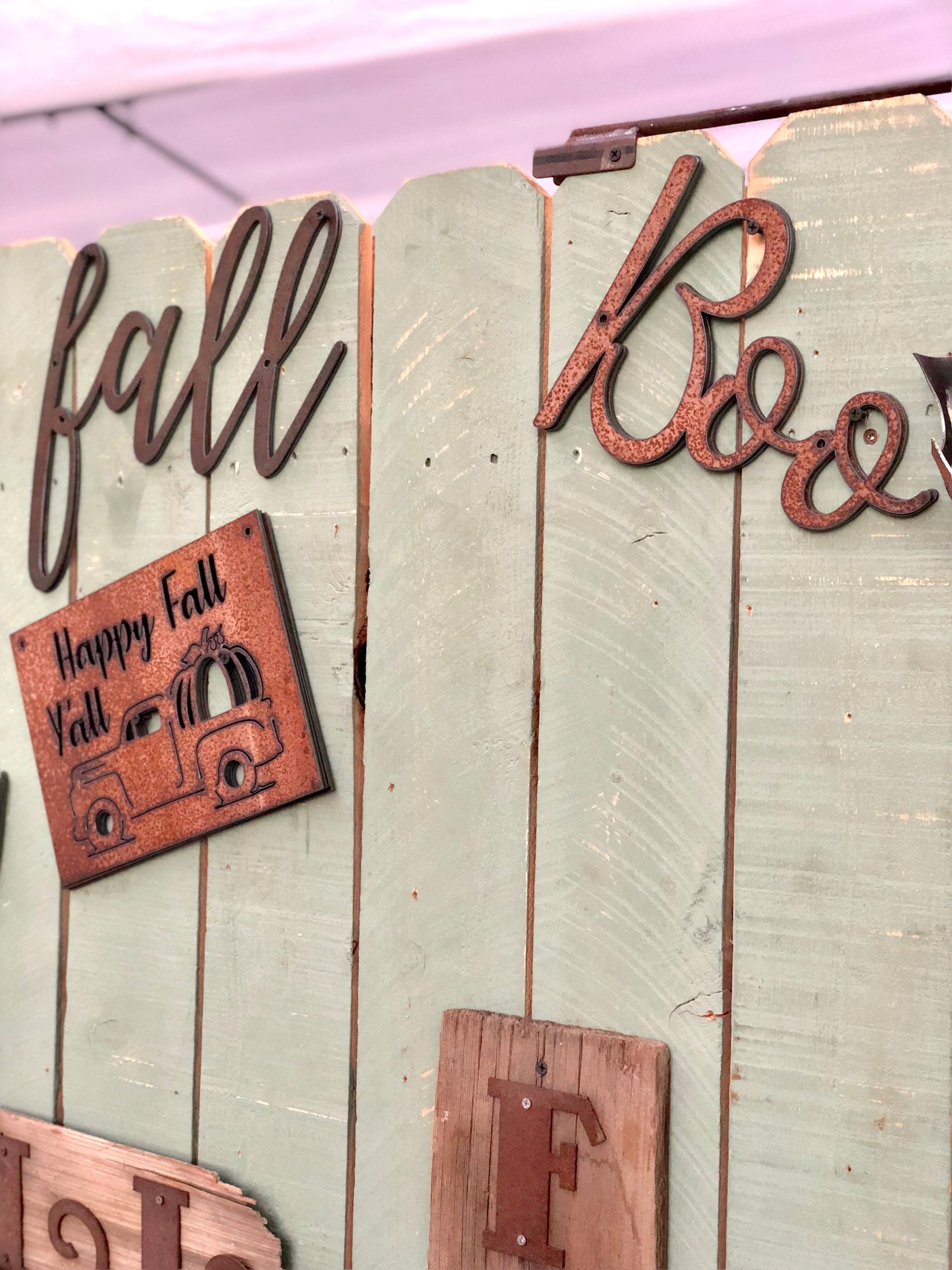 Fall themed script word metal sign โ Twisselman Trading Co