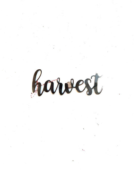 Fall themed script word metal ornament